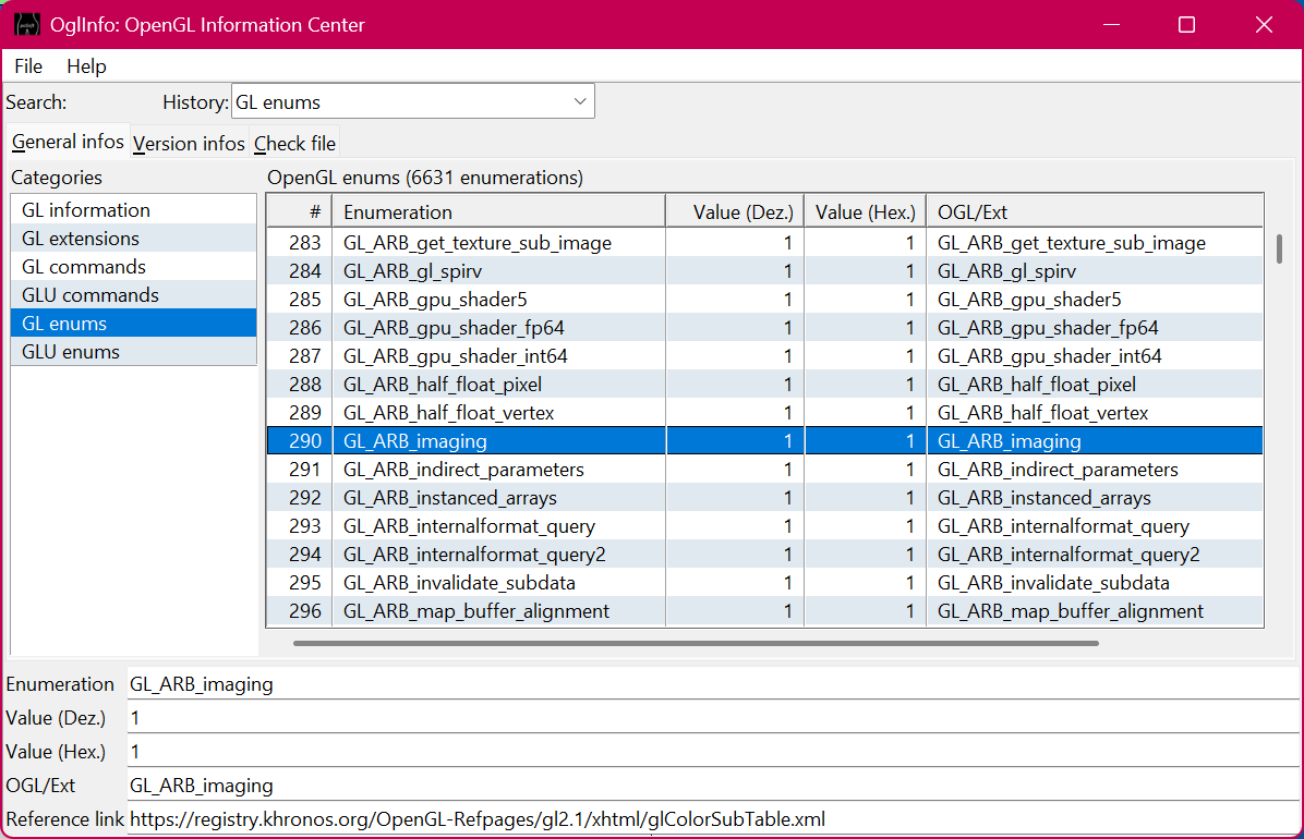 OglInfo GL Enums