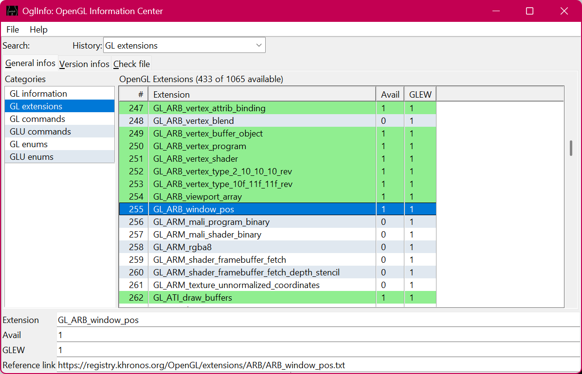 OglInfo GL Extensions