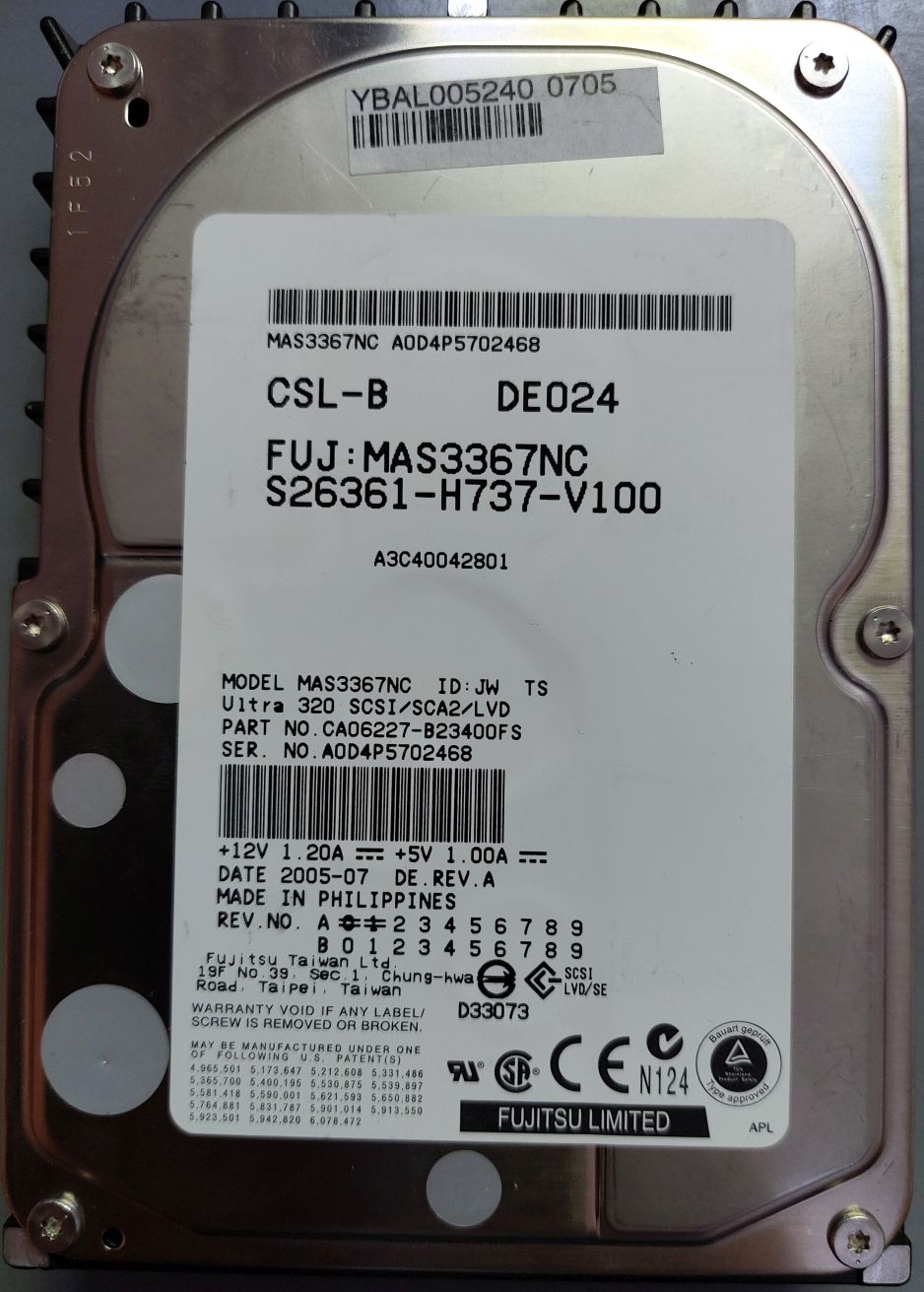 Fujitsu hard disk 36 GB